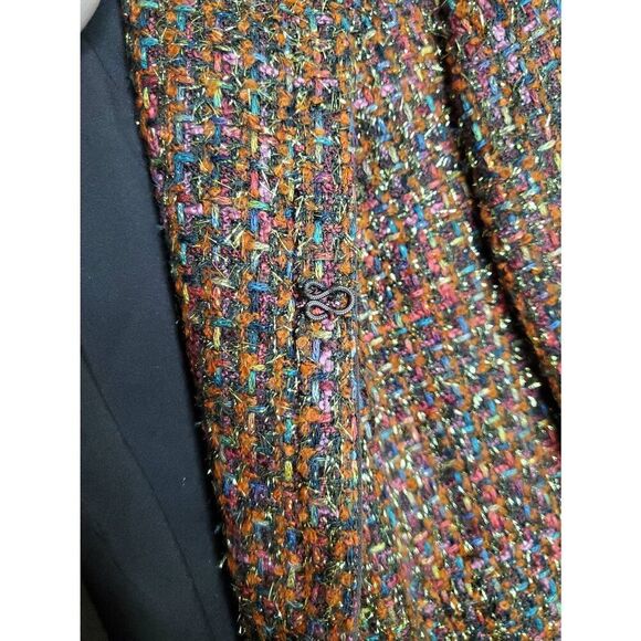 Chico's Metallic Gold Rainbow Shine Tweed Woven Festive Vikey Jacket Office Sz S - Picture 8 of 10
